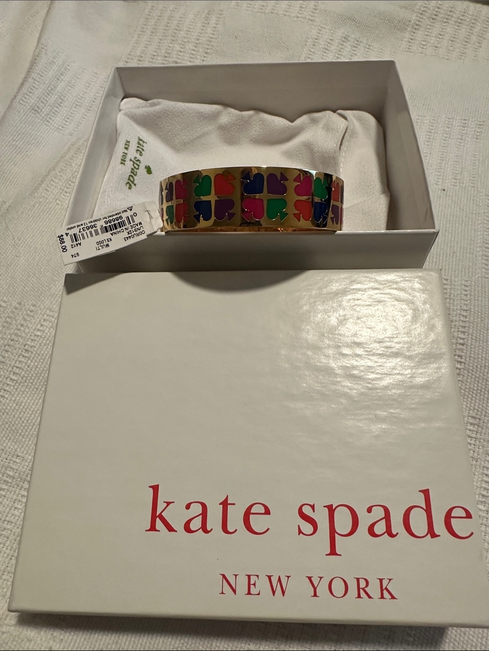 kate spade Multicolor Enamel Spade Bangle in Gold Tone